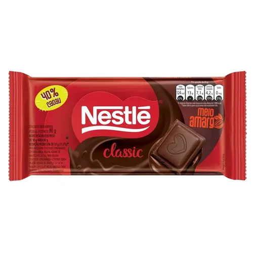 Chocolate Barra Nestle Meio Amargo 40% 80G